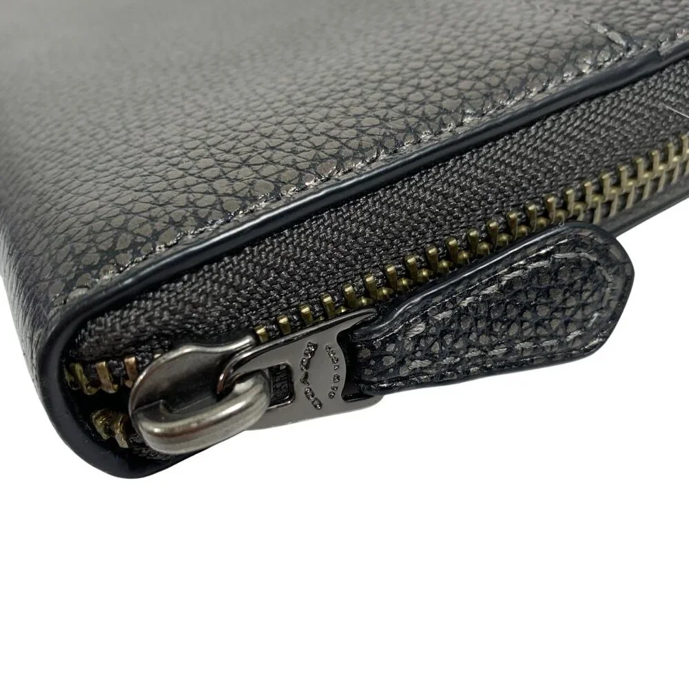 COACH Outlet Accordion Zip Around Wallet Metallic Polished Leather F23554 - Picture 7 of 11